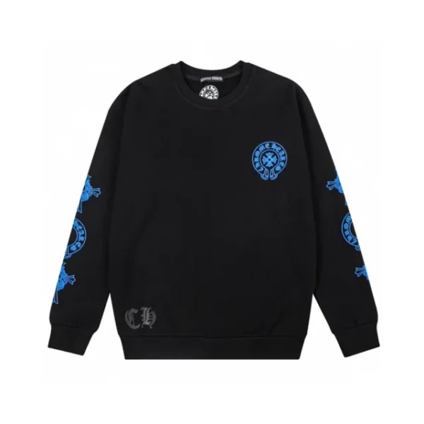 Chrome Hearts Blue Logo Crewneck Sweatshirt Black